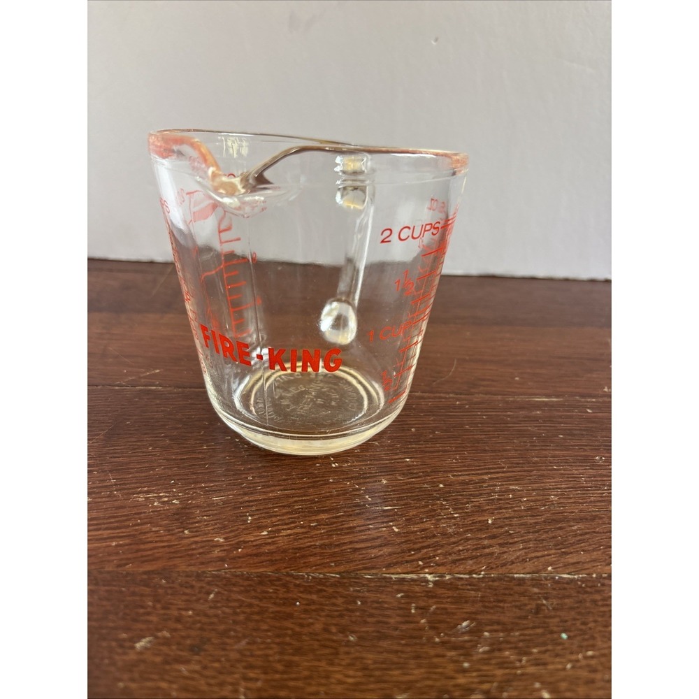 Vintage‎ Fire King 2 Cup 16 OZ. Red Letter Measuring Cup #498 Made in USA